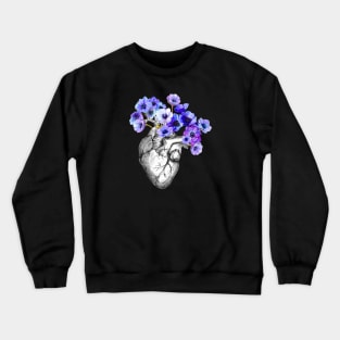 Blue Anemones Heart Human Anatomy Crewneck Sweatshirt